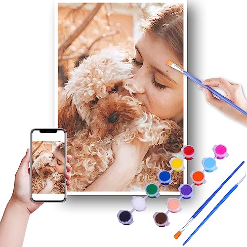 DXWZKNB Personalised Painting by Numbers Own Picture for Adults，Personalised Paint by Numbers Adults Own Photo，Gifts for Painting Sets for Pets and Portraits 30cm*40cm Gerahmt von DXWZKNB