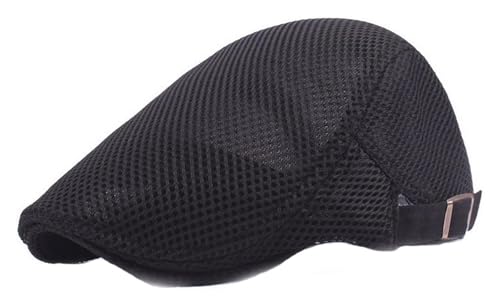 DXZXDJIU Verstellbare Ivy-Cap aus Netzstoff mit Entenschnabelmuster for Herren – einfarbige Schiebermütze for Taxifahrer(Black) von DXZXDJIU