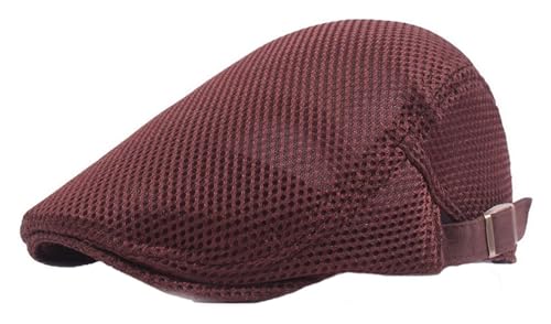DXZXDJIU Verstellbare Ivy-Cap aus Netzstoff mit Entenschnabelmuster for Herren – einfarbige Schiebermütze for Taxifahrer(Brown) von DXZXDJIU