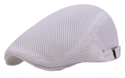 DXZXDJIU Verstellbare Ivy-Cap aus Netzstoff mit Entenschnabelmuster for Herren – einfarbige Schiebermütze for Taxifahrer(White) von DXZXDJIU