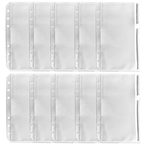 10 Stück A6 Bindertaschen, A6 Größe, 6 Löcher Bindertaschen, wasserdichte PVC-Tasche, hochwertige transparente Ordner mit Reißverschluss, wasserdichte Geldumschläge für 6-Ring-Notebook, Binder 10 Stück A6 Bindertaschen, A6 Größe, 6 Löcher Bindertaschen, wasserdichte PVC-Tasche, hochwertige transparente Ordner mit Reißverschluss, wasserdichte Geldumschläge für 6-Ring-Notebook, Binder von DY.2ten