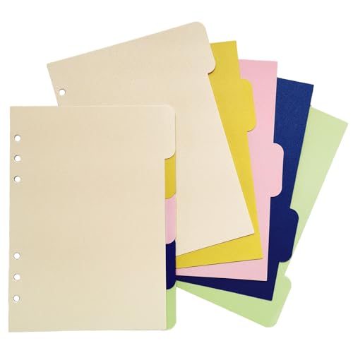 DY.2ten 10 Blätter A5 Ordner Register, Farbige Trennstreifen für Ordner mit 6 Loch, Index Teiler blanko für Ringbuch,Personal Organizer, Ringbucheinlagen DY.2ten 10 Blätter A5 Ordner Register, Farbige Trennstreifen für Ordner mit 6 Loch, Index Teiler blanko für Ringbuch,Personal Organizer, Ringbucheinlagen von DY.2ten