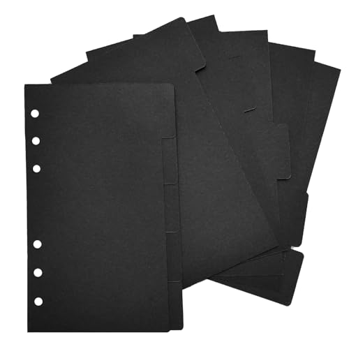 DY.2ten 10 Blätter Ordner Register A6,Trennstreifen für Ordner mit 6 Loch, Index ​Teiler blanko für Ringbuch,Loseblatt Notizbuch,Planer，Schwarz，Robuste 250g/m² Kupferkarton von DY.2ten