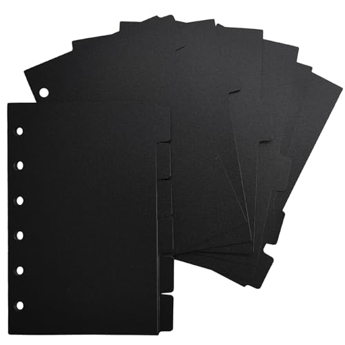 DY.2ten Ordner Register A7,Trennstreifen für Ordner mit 6 Loch,12 teilig,1/6-Ausschnitt-Tabs, Plastik Index ​Teiler für für Ringbuch,Personal Organizer, Ringbucheinlagen (2 Sets, Schwarz) von DY.2ten