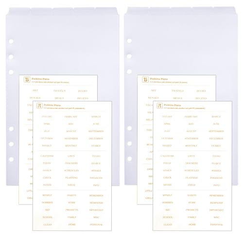 DY.2ten Plastik Ordner Register A5, 10 Blätter Transparent Trennstreifen für Ordner mit 6 Loch, Index ​Teiler blanko für Ringbuch,Loseblatt Notizbuch, Planer，Mit Aufklebern von DY.2ten