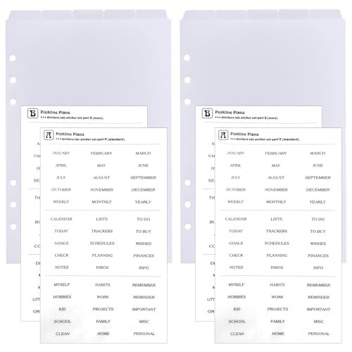 DY.2ten Plastik Ordner Register A5, 10 Blätter Weiß Trennstreifen für Ordner mit 6 Loch, Index ​Teiler blanko für Ringbuch,Loseblatt Notizbuch, Planer，Mit Aufklebern von DY.2ten