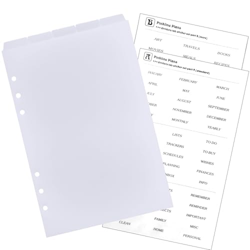 DY.2ten Plastik Ordner Register A5, Weiß Trennstreifen für Ordner mit 6 Loch, Index ​Teiler blanko für Ringbuch,Loseblatt Notizbuch, Planer，Mit Aufklebern von DY.2ten