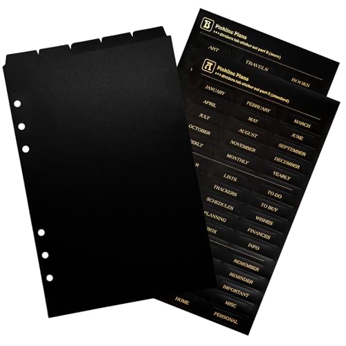 DY.2ten Plastik Ordner Register A5,Schwarz Trennstreifen für Ordner mit 6 Loch, Index Teiler blanko für Ringbuch,Loseblatt Notizbuch, Planer,Mit Aufklebern DY.2ten Plastik Ordner Register A5,Schwarz Trennstreifen für Ordner mit 6 Loch, Index Teiler blanko für Ringbuch,Loseblatt Notizbuch, Planer,Mit Aufklebern von DY.2ten