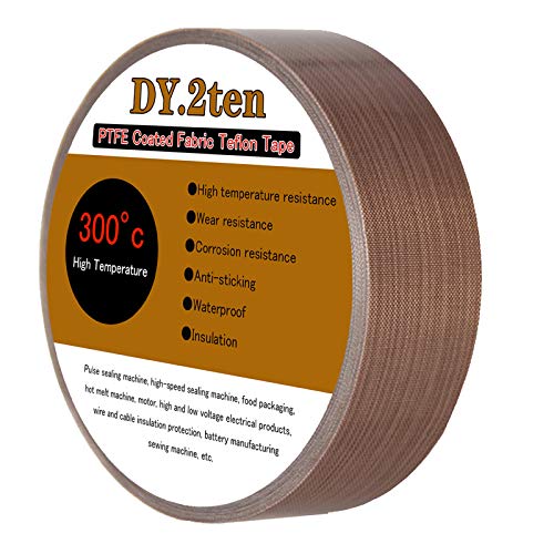 DY.2ten Telfon band PTFE Klebeband, 2,5 cm x 10 m, Hochtemperaturband, Schweißdichtband, Trocknung mechanischer Förderband, Teflonband für Vakuumiergerät von DY.2ten