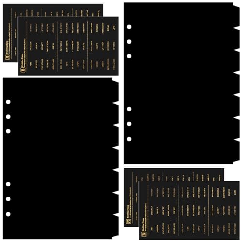 DY.2ten schwarze Ordner Trennblätter A5 6 Loch 14 Blätter / 2 Sets, Kunststoff Ordner Register A5 Index ​Teiler für Ringbuch,Notizbuch,Planer(21cm x 14.2cm) von DY.2ten