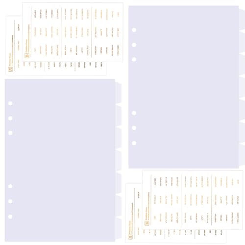 DY.2ten transparent Ordner Trennblätter A5 6 Loch 14 Blätter / 2 Sets, Kunststoff Ordner Register A5 Index ​Teiler für Ringbuch,Notizbuch,Planer(21cm x 14.2cm) von DY.2ten