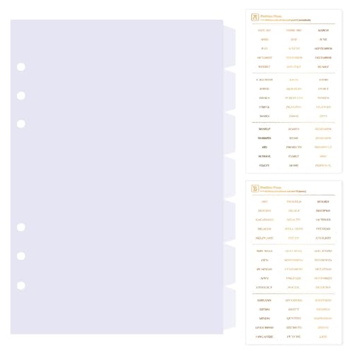 DY.2ten transparent Ordner Trennblätter A5 6 Loch 7 Blätter, Kunststoff Ordner Register A5 Index ​Teiler für Ringbuch,Notizbuch,Planer(21cm x 14.2cm) von DY.2ten