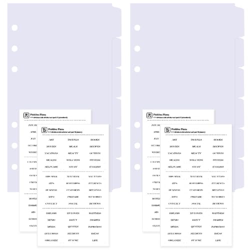 DY.2ten weiß Ordner Trennblätter A6 6 Loch 12 Blätter / 2 Sets, Kunststoff Ordner Register A6 Index ​Teiler für Ringbuch,Notizbuch,Planer(17cm x 9.4cm) von DY.2ten
