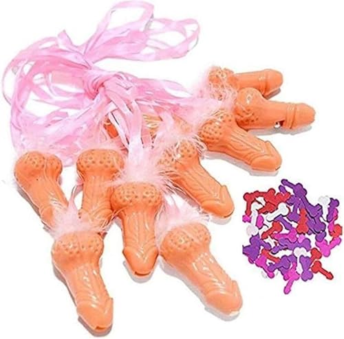 DYBADYSA 12 Stück Streich Party Pfeife Halskette Pecker mit Band Feder für Brautparty Hochzeit Junggesellinnenabschied Gastgeschenk Zubehör und 1 Packung mehrfarbiges Konfetti-Set Y2 DYBADYSA 12 Stück Streich Party Pfeife Halskette Pecker mit Band Feder für Brautparty Hochzeit Junggesellinnenabschied Gastgeschenk Zubehör und 1 Packung mehrfarbiges Konfetti-Set Y2 von DYBADYSA