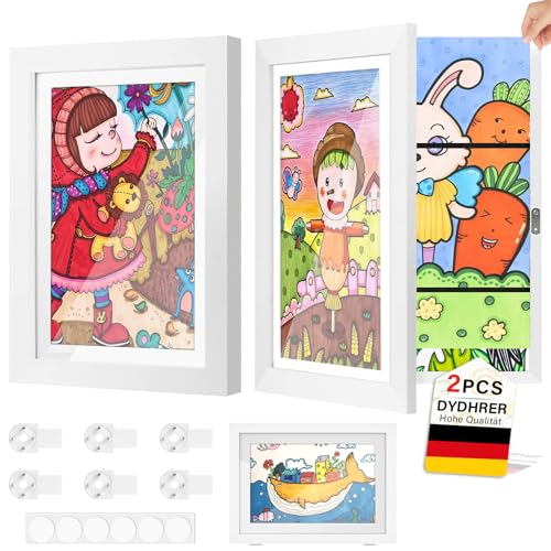 DYDHRER 2 Stück Bilderrahmen Kinderzeichnungen, Frontöffnung bilderrahmen für kinderzeichnungen, bilderrahmen zum aufklappen A4, Befüllbar kinder bilderrahmen, für Kunstwerke, Schule, Zuhause-Weiß DYDHRER 2 Stück Bilderrahmen Kinderzeichnungen, Frontöffnung bilderrahmen für kinderzeichnungen, bilderrahmen zum aufklappen A4, Befüllbar kinder bilderrahmen, für Kunstwerke, Schule, Zuhause-Weiß von DYDHRER