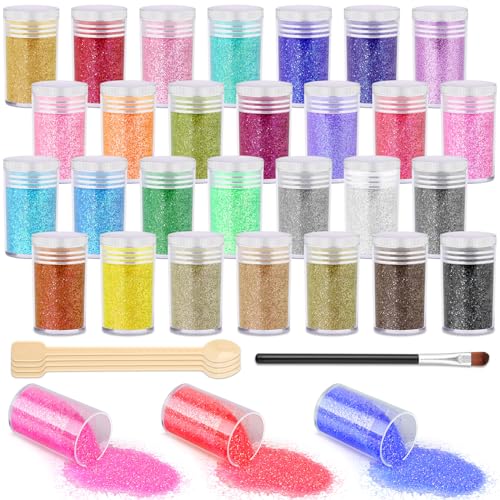 DYESMEE Bastel Glitzerpulver, 28 Farben Extra Feiner Glitzer für Epoxidharz, Schillerndes Glitzerpuder für Kunsthandwerk, Nagelkunst, Körper, Make-up, Becher, Farbe, Schleim, Ornamente, Karten DYESMEE Bastel Glitzerpulver, 28 Farben Extra Feiner Glitzer für Epoxidharz, Schillerndes Glitzerpuder für Kunsthandwerk, Nagelkunst, Körper, Make-up, Becher, Farbe, Schleim, Ornamente, Karten von DYESMEE