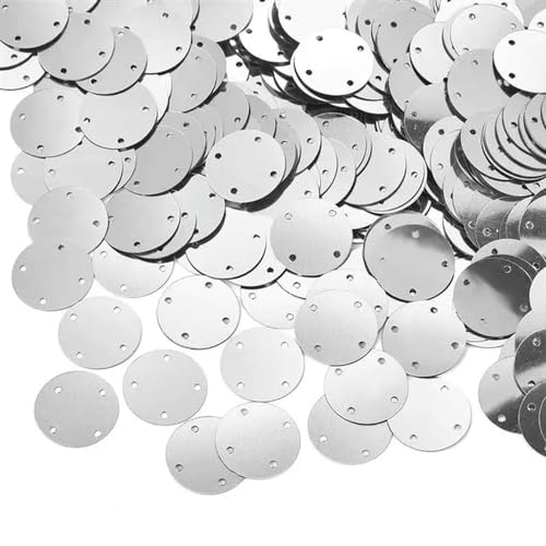 DYETEE 4 Löcher Silber Gold Pailletten zum Basteln Flache große runde Pailletten Kleidungsstück Handtasche Zubehör DIY Flocken 20mm/25mm/35mm von DYETEE