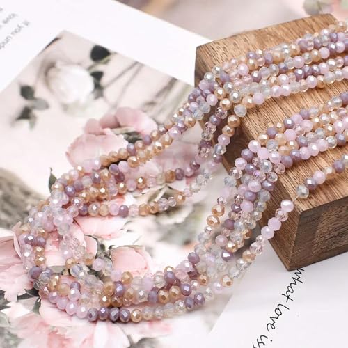 DYETEE Gemischte Farben, 2 mm, 3 mm, 4 mm, Kristall-Rondell-Perlen, facettierte Glasperlen, lose Distanzperlen für Schmuckherstellung, DIY, weibliches Armband von DYETEE