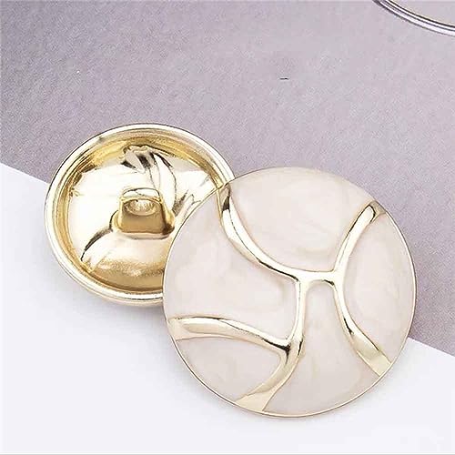 LXYLYX 10 Stück Metallknöpfe, 20/25 Mm, Kleidungsdekorationszubehör, 5 Farben, Modischer Metall-Nähknopf(Beige,20mm-10pcs) von DYETEE