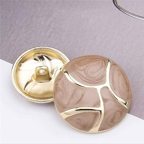 LXYLYX 10 Stück Metallknöpfe, 20/25 Mm, Kleidungsdekorationszubehör, 5 Farben, Modischer Metall-Nähknopf(Brown,25mm-10pcs) von DYETEE