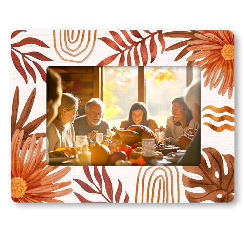 A02 Holz-Bilderrahmen, Herbst-Bilderrahmen mit Blumenmuster, 10,2 x 15,2 cm, Herbst-Bilderrahmen für Tischdekoration, Fotoeinsatz, Geschenk für Freunde, College, Zuhause und Büro, Dekoration und A02 Holz-Bilderrahmen, Herbst-Bilderrahmen mit Blumenmuster, 10,2 x 15,2 cm, Herbst-Bilderrahmen für Tischdekoration, Fotoeinsatz, Geschenk für Freunde, College, Zuhause und Büro, Dekoration und von DYIRBIIY