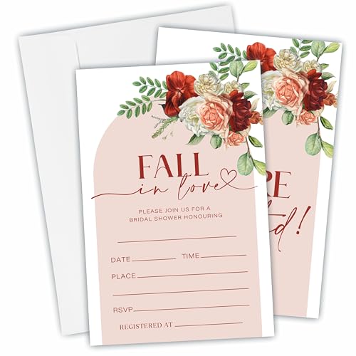 Einladungskarten für Brautpartys, mit Umschlägen, Aquarell-Blumenbogen, zum Verlieben, doppelseitige Einladungen für Brautpaare, Hochzeits- und Brautpartys, Partygeschenke und Dekorationen, B20, 25 von DYIRBIIY