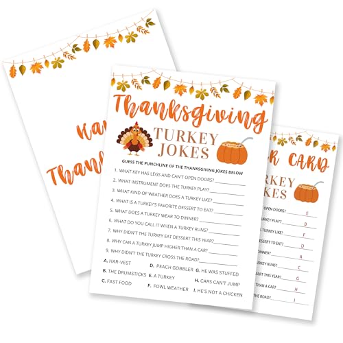 Thanksgiving-Spiel-Set - 30-teiliges Truthahn-Witz, Themenparty-Spiel, Ahornblatt- und Truthahn-Muster, Thanksgiving-Aktivitäten für Familie und Freunde, Herbst-Party, erhöht die interaktive von DYIRBIIY