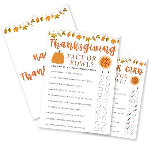Thanksgiving-Spiel-Set – Fakt oder Geflügel? Themenpartyspiel, Ahornblatt und Türkei-Musterverzierung, Thanksgiving-Aktivitäten für Familie und Freunde, Herbstparty erhöht die interaktive Atmosphäre Thanksgiving-Spiel-Set – Fakt oder Geflügel? Themenpartyspiel, Ahornblatt und Türkei-Musterverzierung, Thanksgiving-Aktivitäten für Familie und Freunde, Herbstparty erhöht die interaktive Atmosphäre von DYIRBIIY