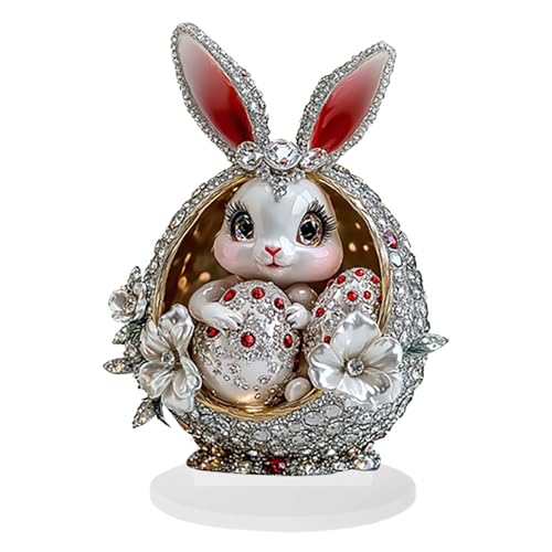 Schreibtisch Zubehör Tumblr Blau Easter Desk Decorations Crystal Easter Egg Bunny Table Sign Acrylic Flat Ornaments For Home Party (Deutsche Übersetzung) Abfalleimer Badezimmer (A, A) von DYKeWei