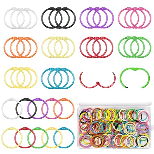 100 Stück Buntes Buch Binder Set, 30mm Binder Ringe Heftringe, 10 Farbig Loseblatt Verbinder Ringe, Buchringe Schlüsselringe Buchring, Metall Ring Binder Loseblatt Verbinder, Ringbuch Ringe für Album von DYMHQ