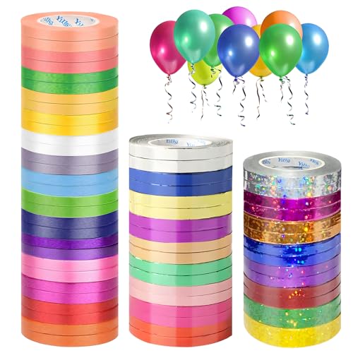 64 Rollen Gekräuseltes Ringelband, 10m Ringelband Geschenkband Set, Curling Ribbon Ballon Schnur Rolle, Geburtstag Luftballons Curling Ribbon Rolle, 3 Stile Gekräuselte Ballonschnur für Kunst Handwerk 64 Rollen Gekräuseltes Ringelband, 10m Ringelband Geschenkband Set, Curling Ribbon Ballon Schnur Rolle, Geburtstag Luftballons Curling Ribbon Rolle, 3 Stile Gekräuselte Ballonschnur für Kunst Handwerk von DYMHQ