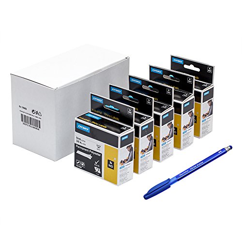 5 x Dymo 18482 Rhino Industrie Polyester Etiketten, selbstklebend, 9 mm x 3,5 Schwarz auf Wei + Papermate Kugelschreiber Geschenk 5 x Dymo 18482 Rhino Industrie Polyester Etiketten, selbstklebend, 9 mm x 3,5 Schwarz auf Wei + Papermate Kugelschreiber Geschenk von DYMO