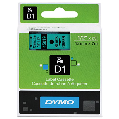 D1 Standard Tape Cartridge for Dymo Label Makers, 1/2in x 23ft, Black on Green, Sold as 1 Each von DYMO