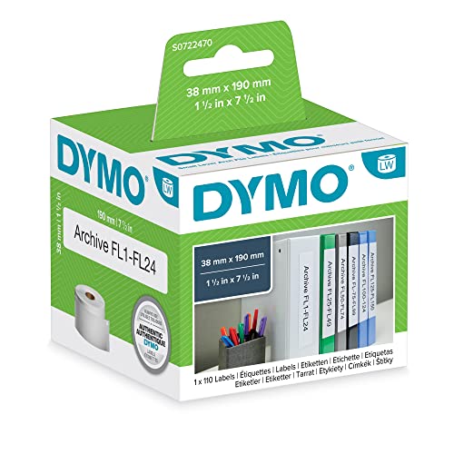 DYMO® Etikett LabelWriter, Ordner, Papier, 38 x 190 mm, weiß (110 Stück), Sie erhalten 1 Packung á 110 Stück von DYMO