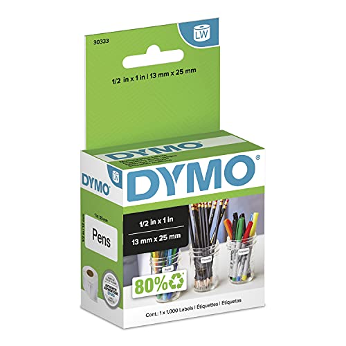 DYMO Authentic LW 30333 Mehrzweck-Etiketten für LabelWriter-Etikettendrucker, extraklein, Weiß, 1,27 x 2,5 cm, 1 Rolle mit 1.000 Stück von DYMO