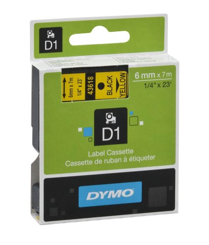 DYMO Beschriftungsband D1 43618 / 6 mm / Druck schwarz / Band gelb / für DYMO 1000+, 2000, 5500, LM 100+/150/160/200/210D/220P/260P/280/300/350/350D/360D/400/420P/450/450D/500TS/PC/PC II/PnP/PnP WiFi, LabelWriter 450 DUO, LP 200/250/300/350 DYMO Beschriftungsband D1 43618 / 6 mm / Druck schwarz / Band gelb / für DYMO 1000+, 2000, 5500, LM 100+/150/160/200/210D/220P/260P/280/300/350/350D/360D/400/420P/450/450D/500TS/PC/PC II/PnP/PnP WiFi, LabelWriter 450 DUO, LP 200/250/300/350 von DYMO
