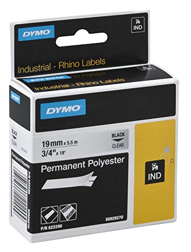 DYMO Beschriftungsband RHINO 622290 / 19 mm / Druck schwarz / Band transparent / für DYMO Rhino 4200/5200/6000, ILP, RhinoPro 5000 von DYMO