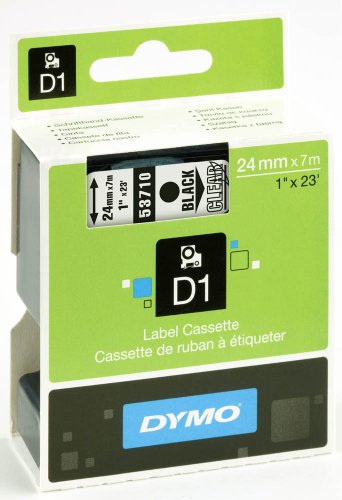 DYMO D1 53710 Beschriftungsband / 24 mm / Druck schwarz / Band transparent / für DYMO LM 300/400/450/450D/500TS/PC/PC II/PnP WiFi, LabelWriter 450 DUO von DYMO