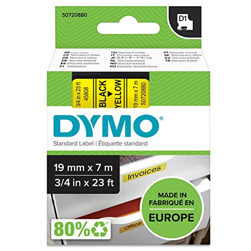 DYMO Original D1-Etikettenband | schwarz auf gelb | 19 mm x 7 m | selbstklebendes Schriftband | für LabelManager-Beschriftungsgerät DYMO Original D1-Etikettenband | schwarz auf gelb | 19 mm x 7 m | selbstklebendes Schriftband | für LabelManager-Beschriftungsgerät von DYMO