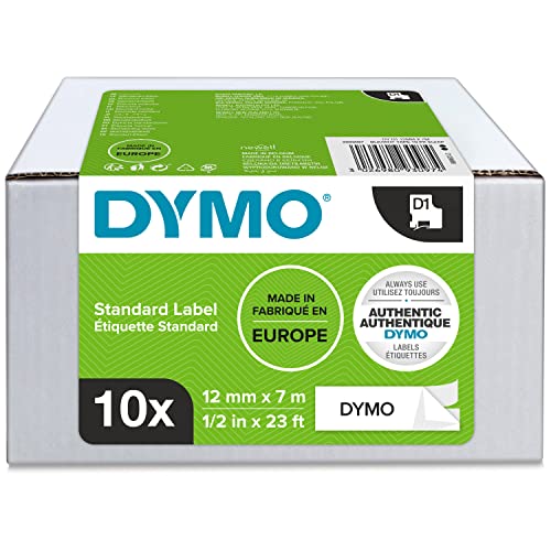 DYMO Original D1-Etikettenband | schwarz auf weiß | 12 mm x 7 m | selbstklebendes Schriftband | für LabelManager-Beschriftungsgerät | 10 Etikettenkassetten DYMO Original D1-Etikettenband | schwarz auf weiß | 12 mm x 7 m | selbstklebendes Schriftband | für LabelManager-Beschriftungsgerät | 10 Etikettenkassetten von DYMO