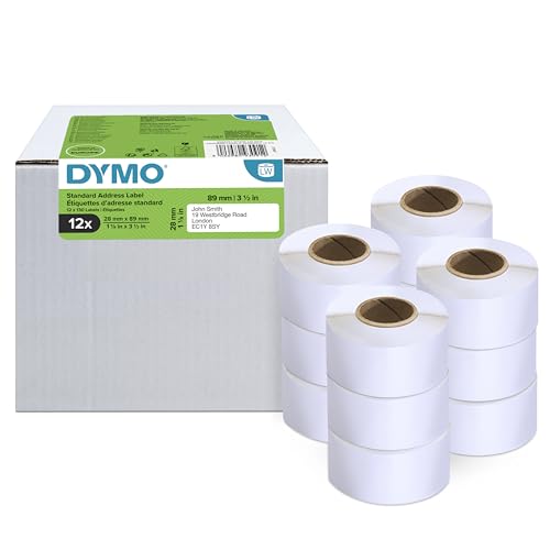 DYMO Original LabelWriter Adressetiketten | 28 mm x 89 mm | 12 Rollen mit je 130 leicht ablösbaren Etiketten (1.560 Etiketten) | selbstklebende Etiketten | für LabelWriter-Beschriftungsgerät von DYMO