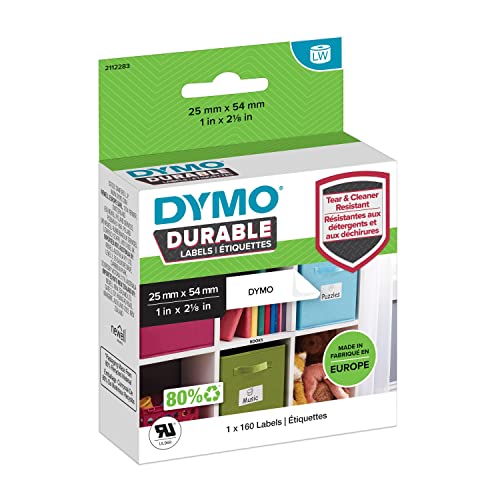 DYMO Original LabelWriter Hochleistungs-Etiketten | 25 mm x 54 mm | weißes Kunststoff-Etikett | Rolle mit 160 Etiketten | für LabelWriter-Beschriftungsgerät von DYMO
