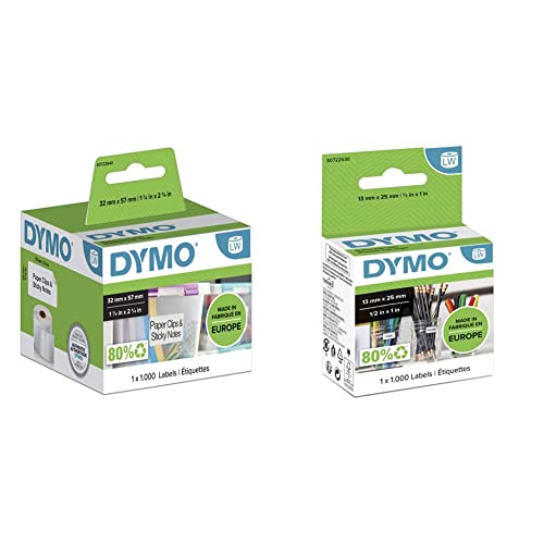 DYMO LW-Mehrzwecketiketten | 57 mm x 32 mm | Rolle mit 1.000 Etikettenband & Kleine DYMO LW- Mehrzwecketiketten | 13 mm x 25 mm | Rolle mit 1.000 leicht ablösbaren Etikettenband | selbstklebend | DYMO LW-Mehrzwecketiketten | 57 mm x 32 mm | Rolle mit 1.000 Etikettenband & Kleine DYMO LW- Mehrzwecketiketten | 13 mm x 25 mm | Rolle mit 1.000 leicht ablösbaren Etikettenband | selbstklebend | von DYMO