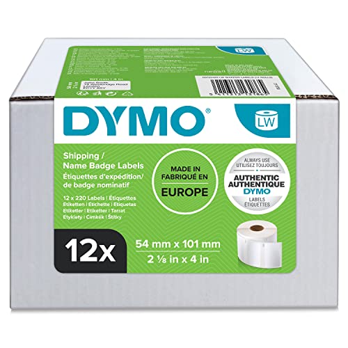 DYMO Original LabelWriter Versandetiketten/-Namensschilder (Groß) | 54 mm x 101 mm | 12 Rollen mit je 220 leicht ablösbaren Etiketten (2.640 Etiketten) | für LabelWriter Etikettendrucker von DYMO