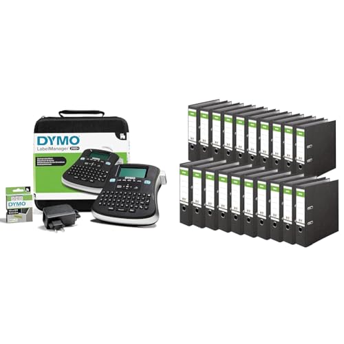 DYMO LabelManager 210D Beschriftungsgerät im Koffer & Original DINOR Ordner-Wolkenmarmor-Recycling - Made in Germany von DYMO