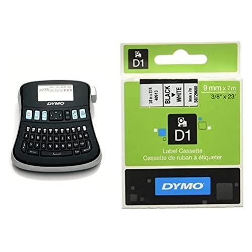 DYMO LabelManager 210D Professionelles Beschriftungsgerät, QWERTZ-Tastatur & D1-Etikettenband Authentisch | 9 mm x 7 m | schwarzer Druck auf weißem Untergrund | selbstklebendes Schriftband von DYMO