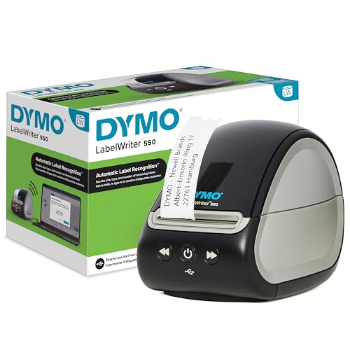 DYMO LabelWriter 550-Etikettendrucker | Beschriftungsgerät mit Thermodirektdruck | automatische Etikettenerkennung | druckt Adressetiketten, Versandetiketten, Barcodeetiketten und mehr | EU-Stecker von DYMO