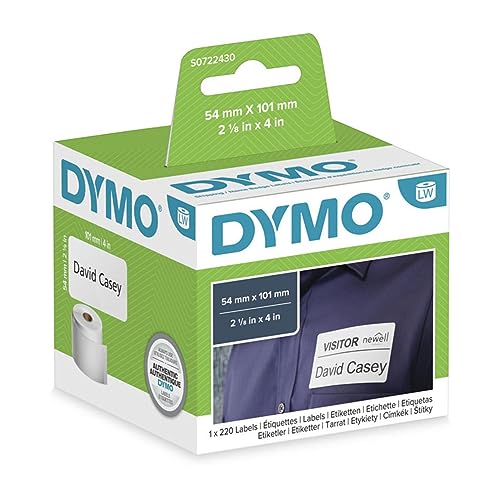 DYMO LabelWriter-Etiketten, 54 x 101 mm, Versand-Etiketten, 220 Stück, Weiß DYMO LabelWriter-Etiketten, 54 x 101 mm, Versand-Etiketten, 220 Stück, Weiß von DYMO