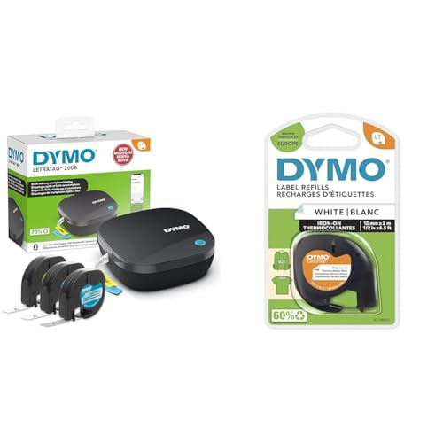 DYMO LetraTag 200B-Beschriftungsgerät mit Bluetooth & Original LetraTag Bügeletiketten | schwarz auf weiß | 12 mm x 2 m | Stoffetikettenband für LetraTag-Beschriftungsgerät DYMO LetraTag 200B-Beschriftungsgerät mit Bluetooth & Original LetraTag Bügeletiketten | schwarz auf weiß | 12 mm x 2 m | Stoffetikettenband für LetraTag-Beschriftungsgerät von DYMO