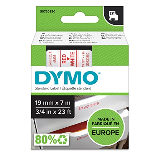 DYMO Original D1-Etikettenband | rot auf weiß | 19 mm x 7 m | selbstklebendes Schriftband | für LabelManager-Beschriftungsgerät DYMO Original D1-Etikettenband | rot auf weiß | 19 mm x 7 m | selbstklebendes Schriftband | für LabelManager-Beschriftungsgerät von DYMO
